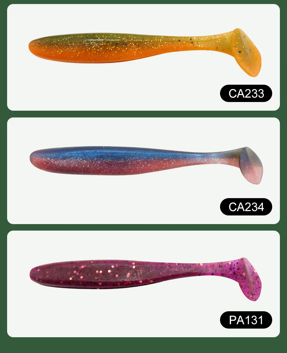 ESFISHING Fishing Lure ES Easy Shiner 100mm 6pcs T Tail Shad Plastic Bait Pesca For Pike Perch Zander