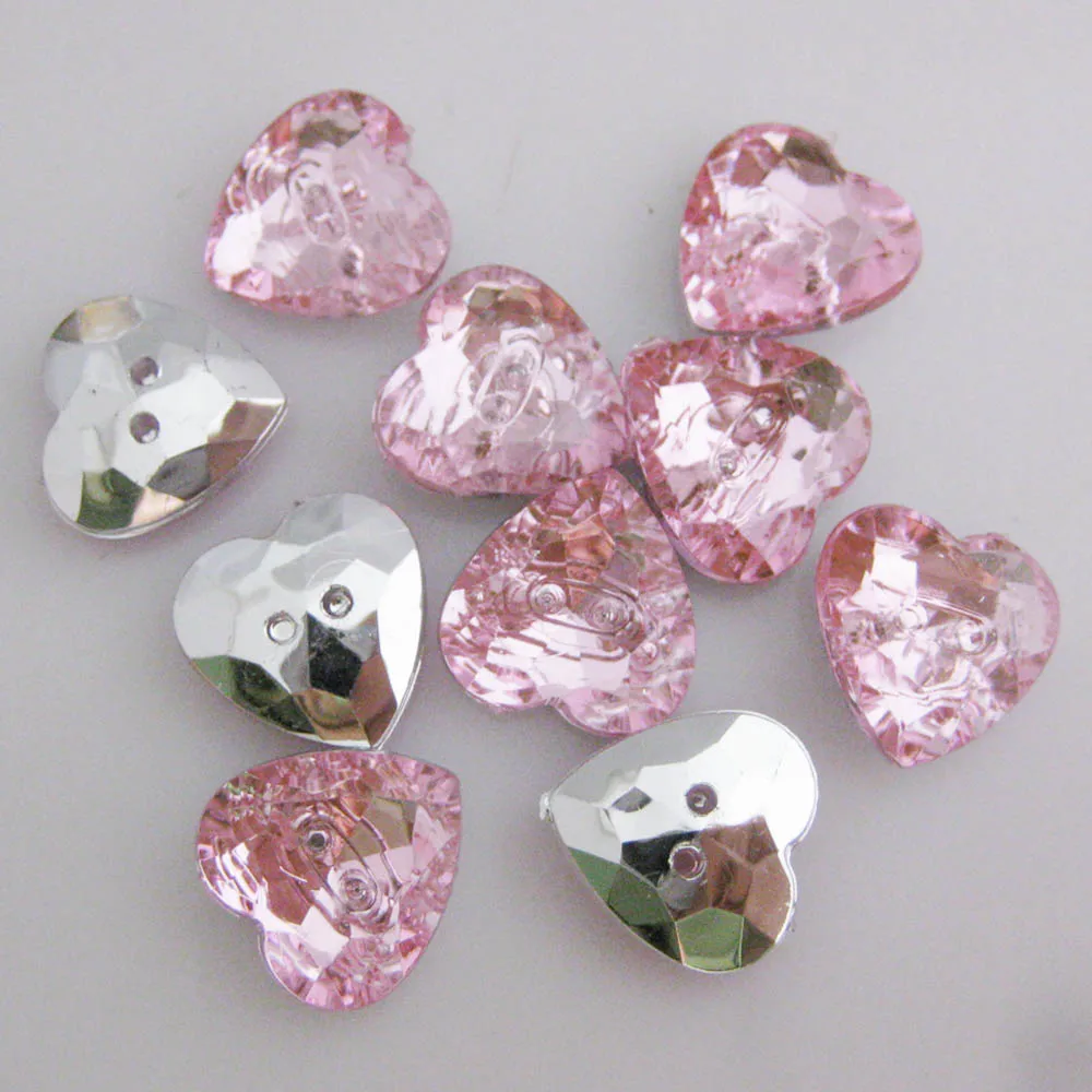 NBNLWK 1/2" Heart Shape Sewing Acrylic Buttons For Garment 50Pcs Multicolors Decorative Clothes Accessories