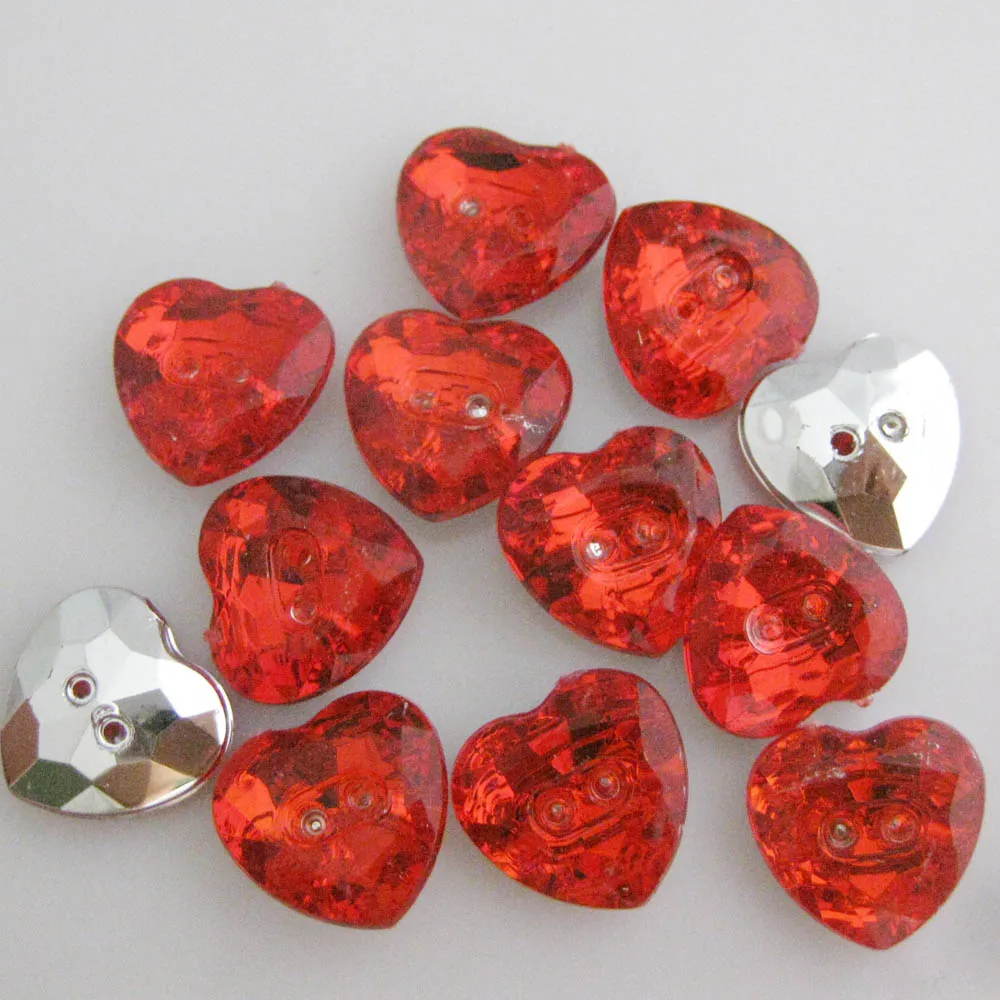 NBNLWK 1/2" Heart Shape Sewing Acrylic Buttons For Garment 50Pcs Multicolors Decorative Clothes Accessories