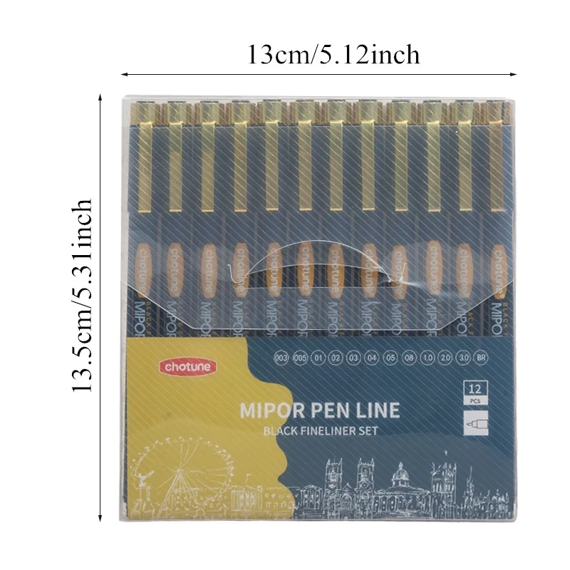 Japanese Sakura Pigma Micron Pens Set of 12 Black Fineliner Marker Pens Pigment Liner Manga Art Sketching Drawing Comic Design
