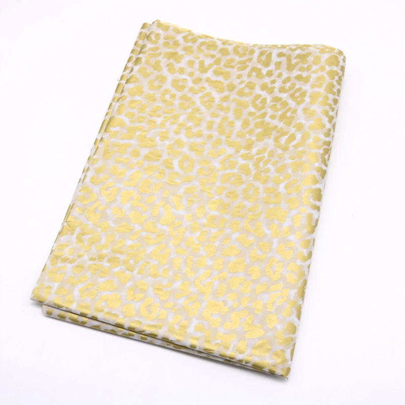 10pcs Gold Tissue Paper DIY Gift Wrapping Paper Handmade Craft Leopard Star Pattern Floral Packaging Material Arts Supplies