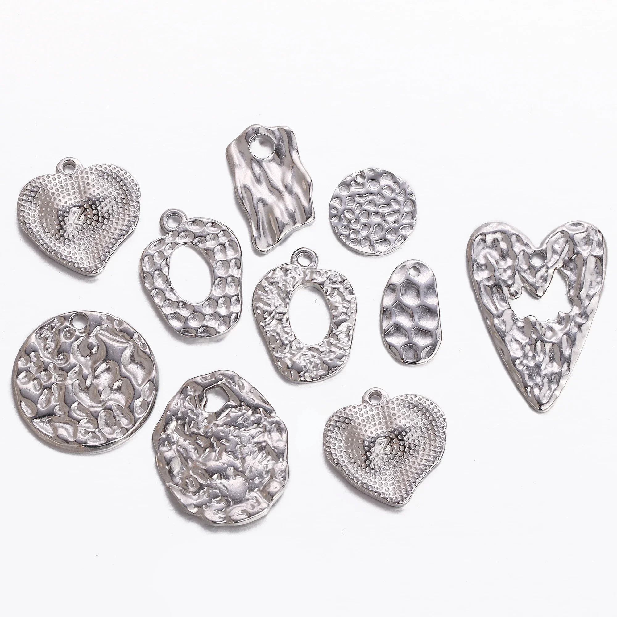 3pcs Stainless Steel Irregular Geometry Heart Charms For Jewelry Embossed Gold Color Plated DIY Earring Necklace Making Supplies