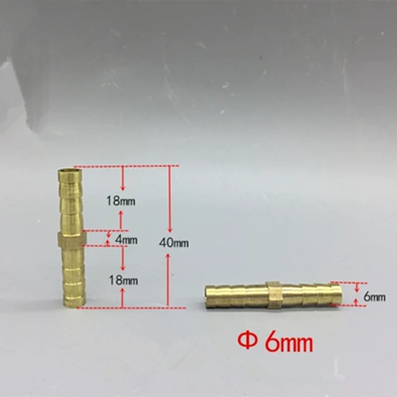 4mm 5mm 6mm 8mm 10mm 12mm Brass Straight Hose Pipe Fitting Equal Barb Gas Copper Barbed Coupler Connector Adapter