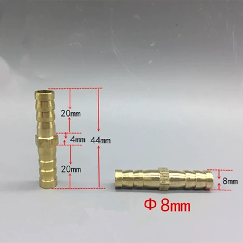 4mm 5mm 6mm 8mm 10mm 12mm Brass Straight Hose Pipe Fitting Equal Barb Gas Copper Barbed Coupler Connector Adapter
