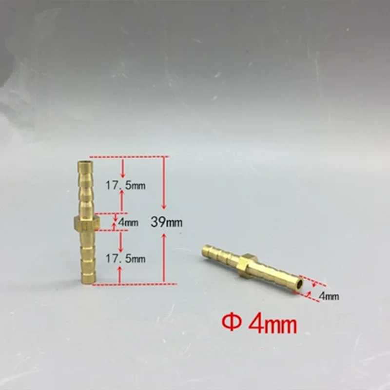 4mm 5mm 6mm 8mm 10mm 12mm Brass Straight Hose Pipe Fitting Equal Barb Gas Copper Barbed Coupler Connector Adapter