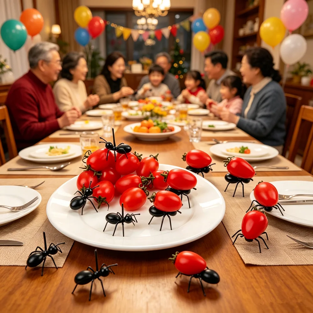 12 PCS Ants Food Fruit Picks Decoration Ant Shape Forks Snack Cake Dessert Tableware for Home Kitchen Party Dinner Fruit Pick
