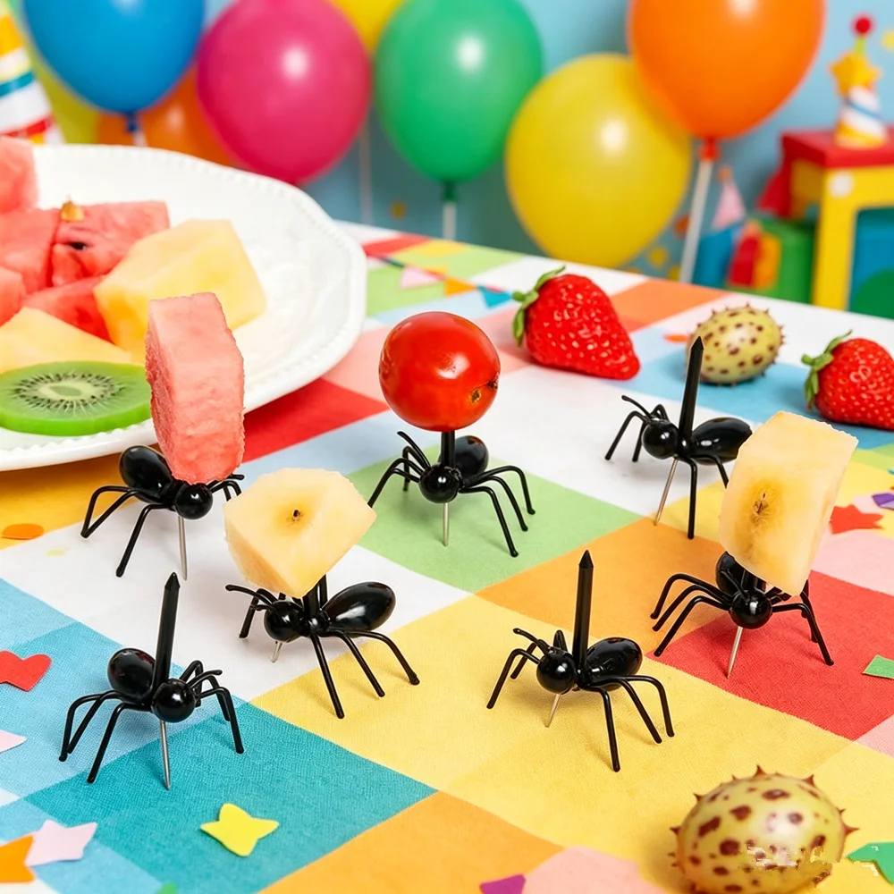 12 PCS Ants Food Fruit Picks Decoration Ant Shape Forks Snack Cake Dessert Tableware for Home Kitchen Party Dinner Fruit Pick