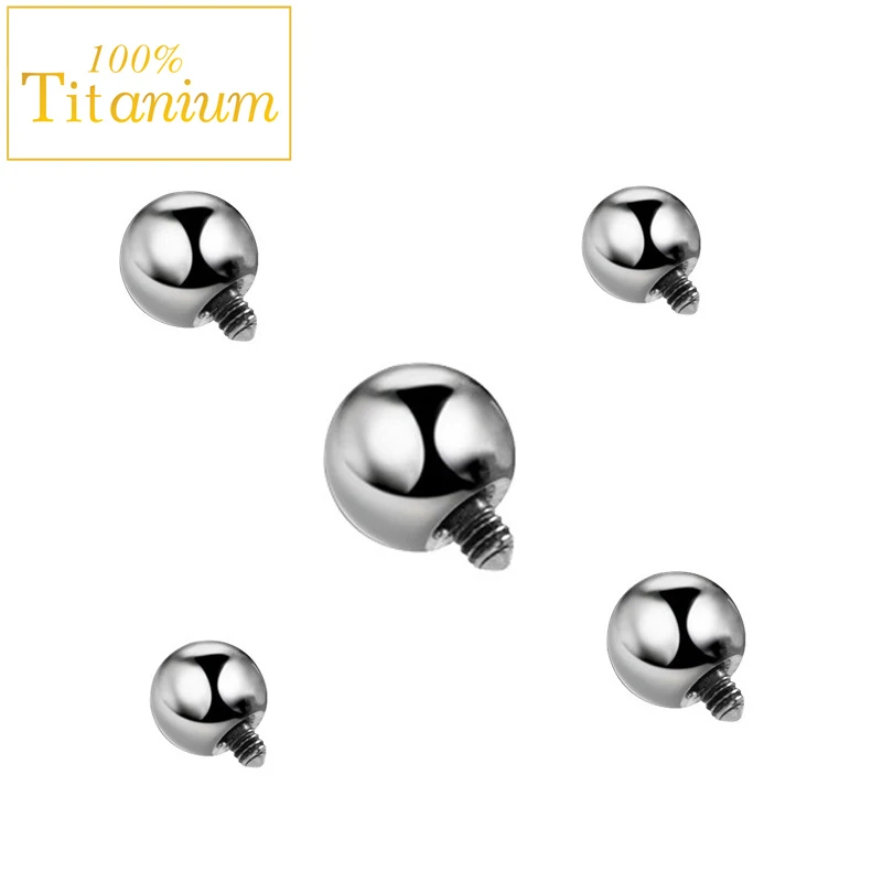 10Pc Implant Grade ASTM G23 Titanium Mirror Polish Internal Thread 2/2.5/3/4/5mm Ball Top Piercing Replacement Accessory Jewelry