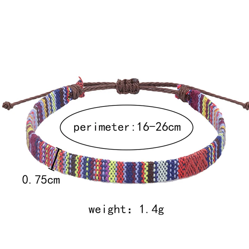 Woven Ethnic Nepal Bracelet Boho Women Men Fabric Thread Rope Hand Wrist Strap Weave Braid Wristband Luck Friendship Knot Bangle