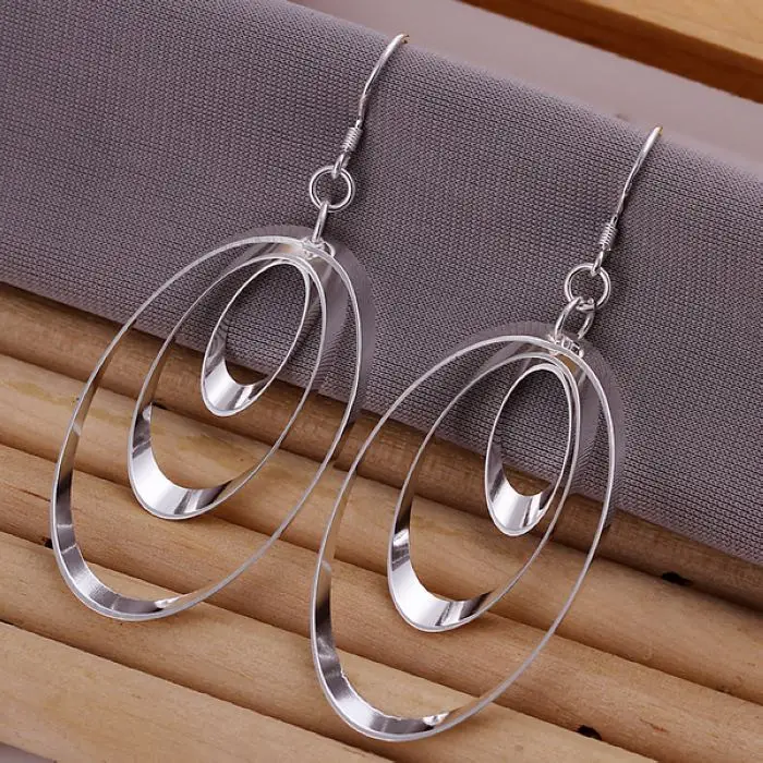 JewelryTop store 925 Sterling silver Earrings charms round for women girl wedding engagement jewelry noble beautiful fashion