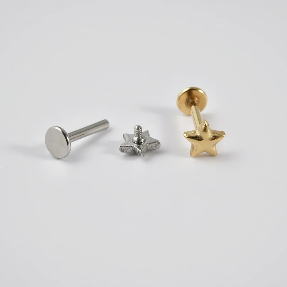 1PC-5PCS Surgical Steel Ear Cartilage Drop Chain Lip Studs Gold/Silver Labret Tragus Helix Earring Daith Lobe Piercing Jewelry