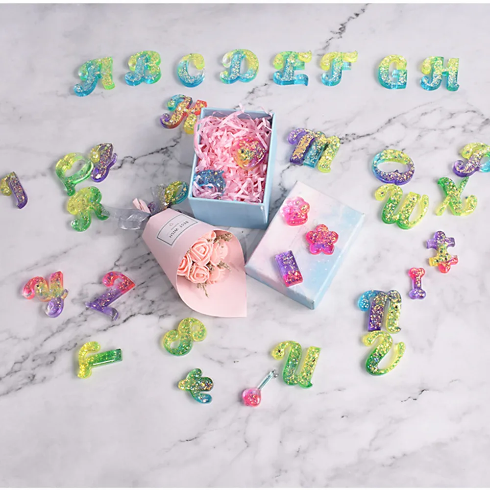 Alphabet Epoxy Resin Silicone Mold Letter Number Mould DIY Keychain Earring Pendant Epoxy Resin Jewelry Crafts Casting Mold