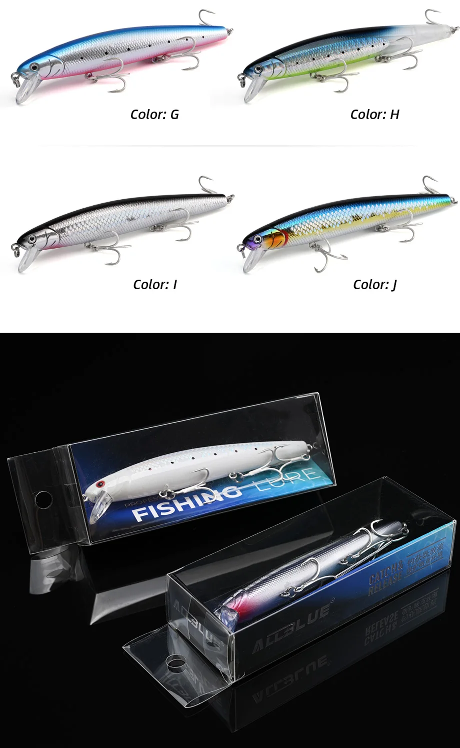 ALLBLUE FlashMinnow 110 Fishing Lure 110mm 17.8g Glow Jerkbait Wobbler Slow Suspending Minnow Plastic Bait Bass Pike Tackle