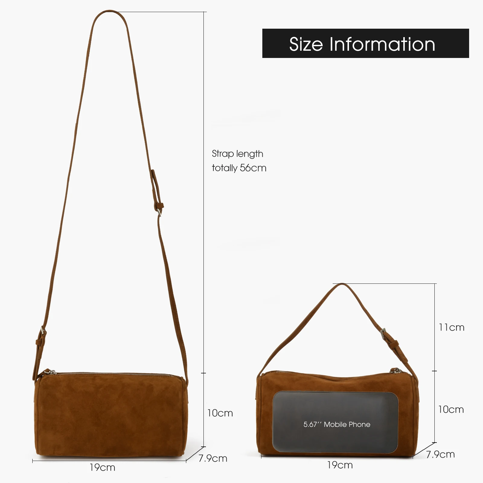 Donna-in Genuine Mini Suede Handbag Real Leather Square Pen Container Bag for Women