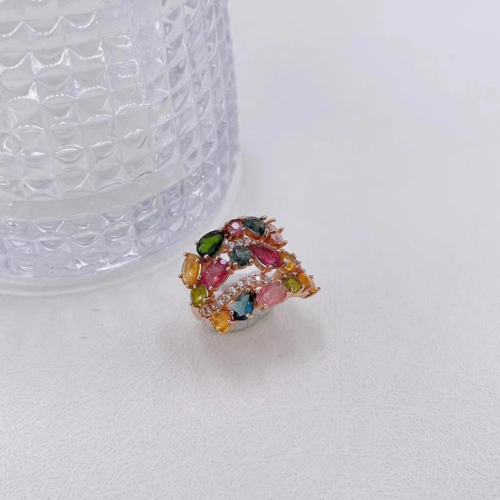 Rose Gold Color Rainbow Colorful Zirconia Bracelet for Women Girls 22CM Long Luxury Wedding Bangle Vintage Party Jewelry Gift