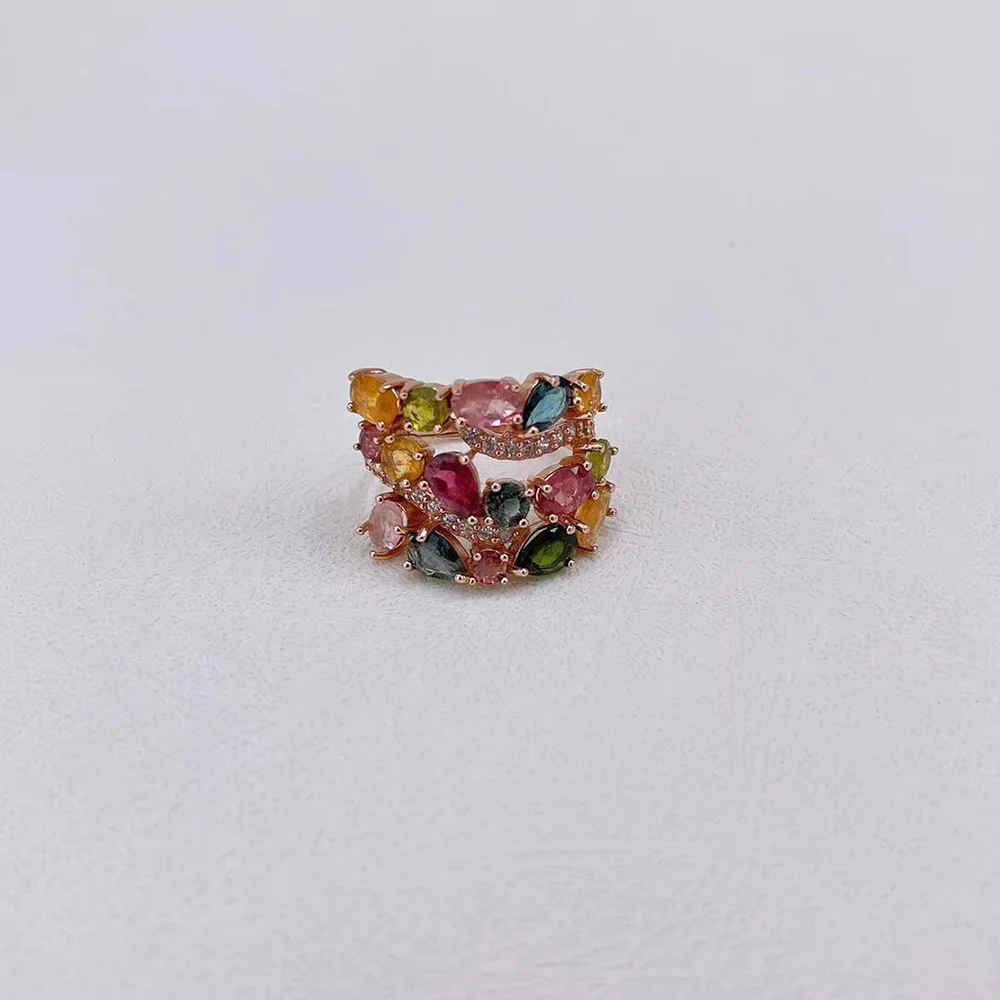 Rose Gold Color Rainbow Colorful Zirconia Bracelet for Women Girls 22CM Long Luxury Wedding Bangle Vintage Party Jewelry Gift