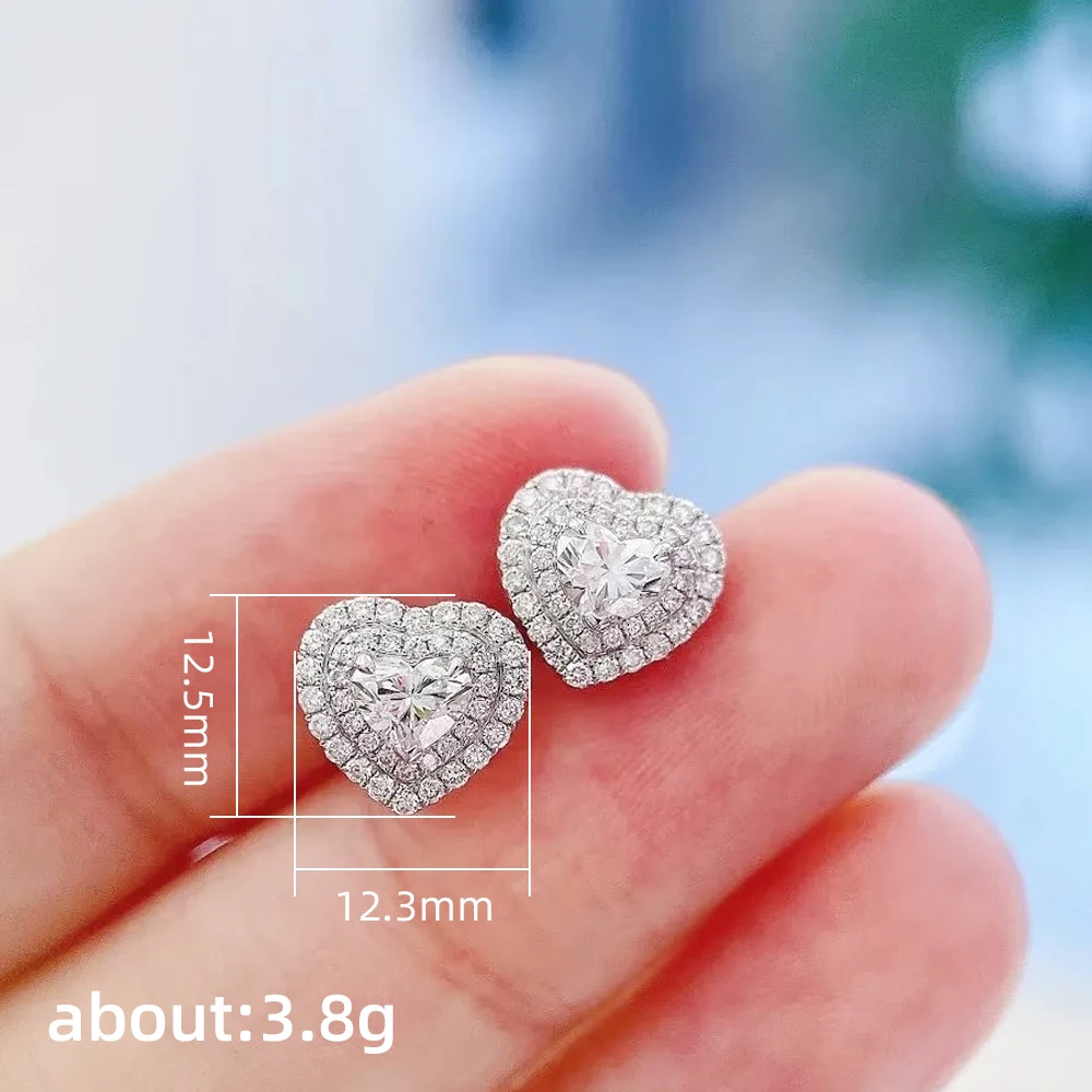 Huitan Classic Heart Stud Earrings Crystal Cubic Zirconia Eternity Timeless Women Earrings Fancy Gift High Quality Jewelry