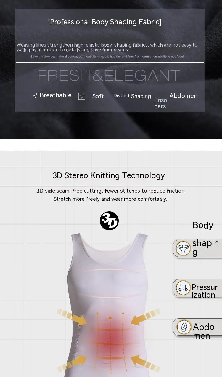 Men's Compression Body Shaper Tank Top, Slimming Vest
