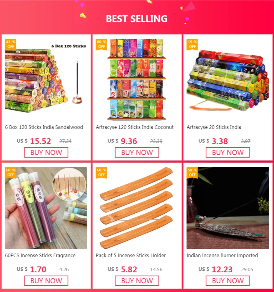 Artracyse 20 Sticks India Coconut Incense Sandalwood Household Bedroom Toilet Agarwood Tibetan Line Aromatherapy