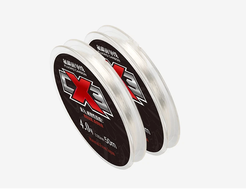 Kingdom CX3 Fluorocarbon Fishing Lines 50m Super Smooth & Stiff Monofilament Leader Carbon Fishing Line Invisible Sinking Line