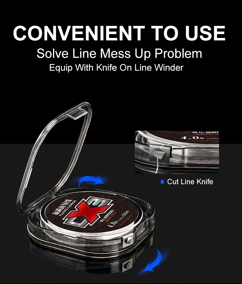 Kingdom CX3 Fluorocarbon Fishing Lines 50m Super Smooth & Stiff Monofilament Leader Carbon Fishing Line Invisible Sinking Line