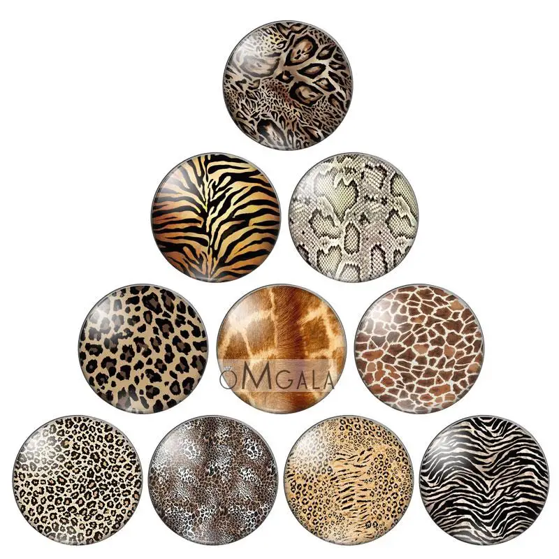 New Animal skin leopard Print Patterns 8mm/10mm/12mm/18mm/20mm/25mm Round photo glass cabochon demo flat back Making findings