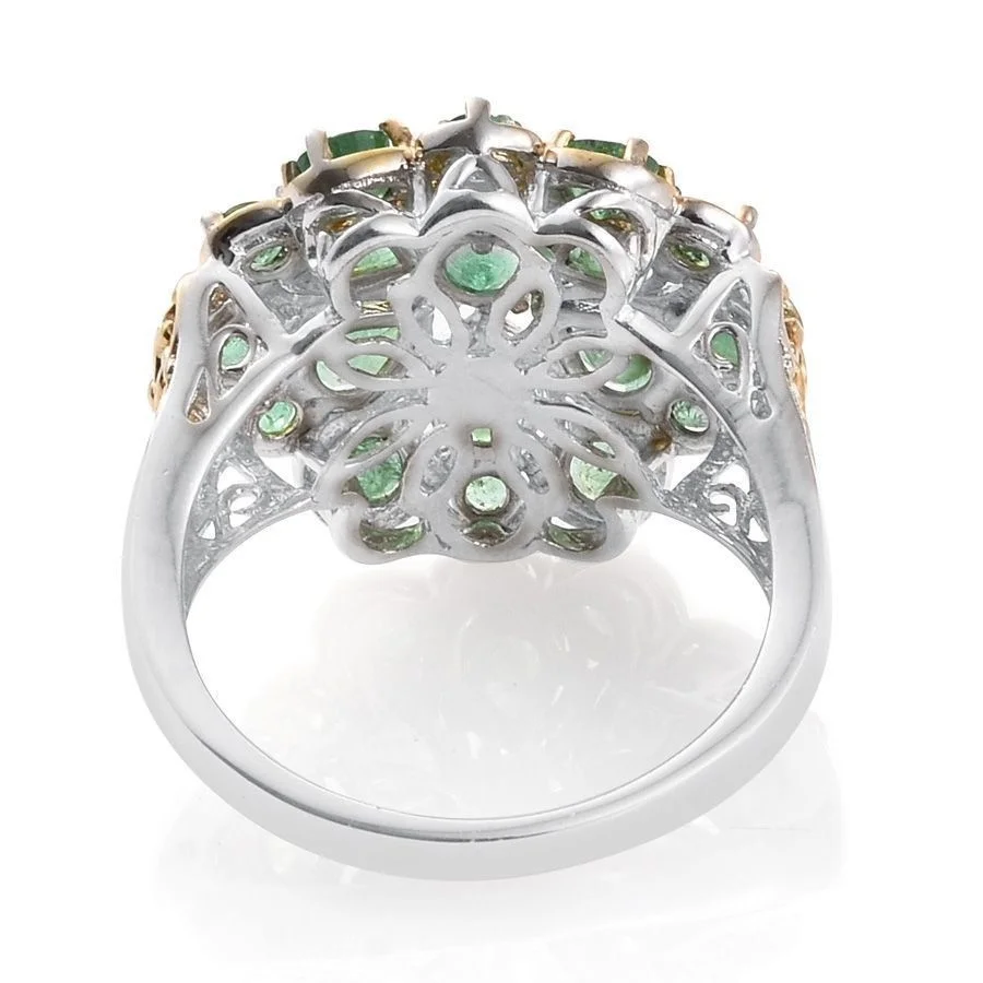 Fashion 2 Gold Color Green  Zircon Rings Set for Wedding Engagement Promise Bridal Party Jewelry