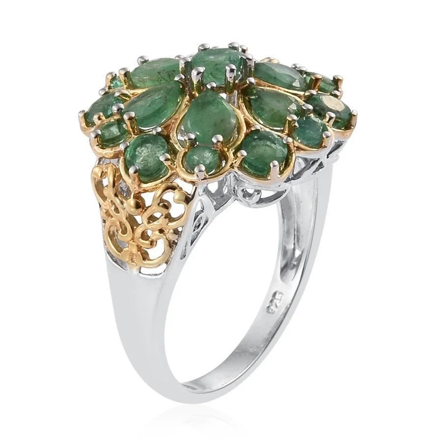 Fashion 2 Gold Color Green  Zircon Rings Set for Wedding Engagement Promise Bridal Party Jewelry