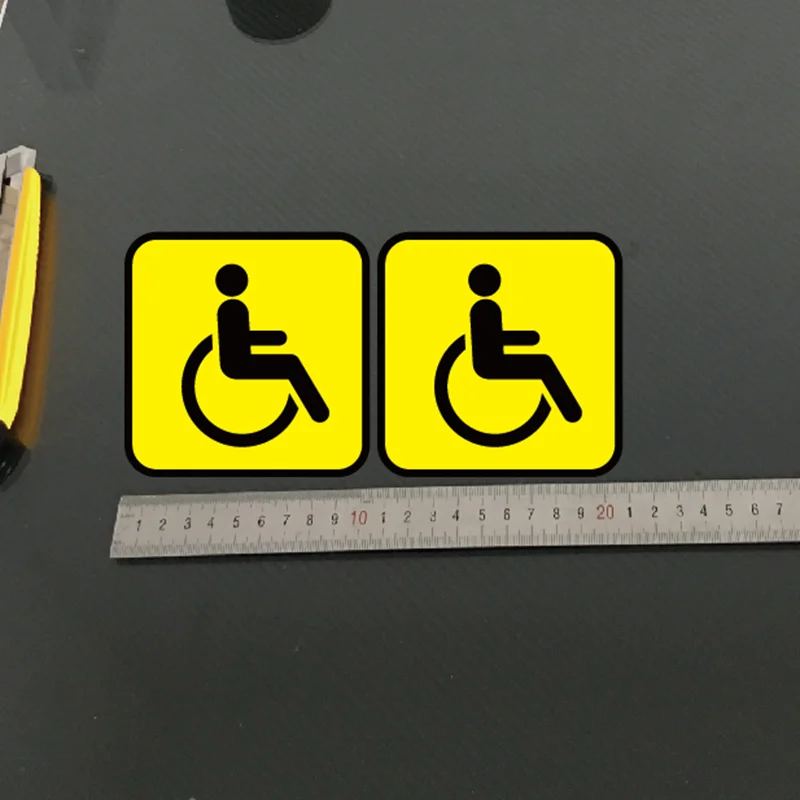 2pcs 10cmx10cm Car Side Window Stickers Reflective Decals Decorate Accessories Warning Signs for the Disabled Cover Scratches