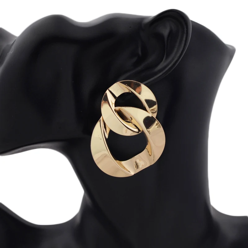 New European Exaggerated Women's Metal Hanging Earrings Multi-layers Alloy Pendants Twisted Unusual Earrings Fashion Cool Stuff