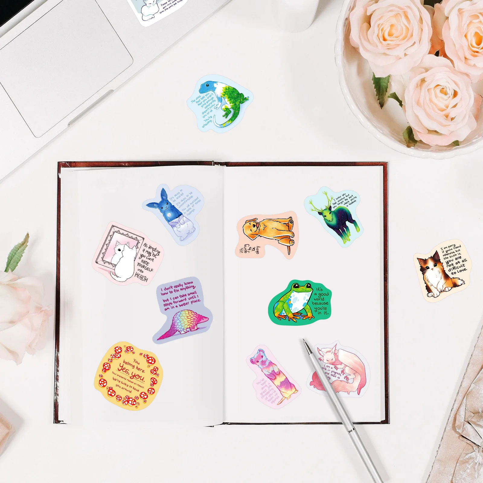 50pcs Motivational Stickers, Teenagers Inspirational Stickers, Healing Texter Decals for Kettles Laptop Diary Scrapbook