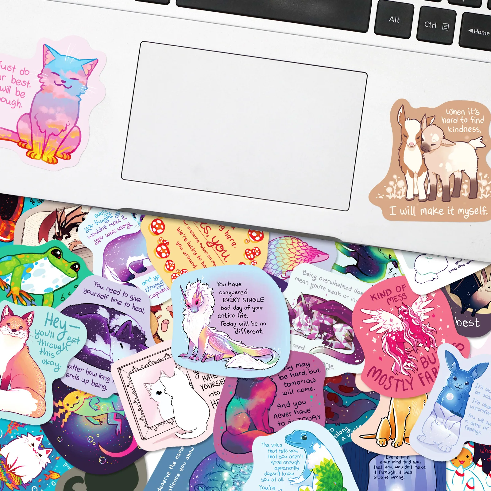 50pcs Motivational Stickers, Teenagers Inspirational Stickers, Healing Texter Decals for Kettles Laptop Diary Scrapbook