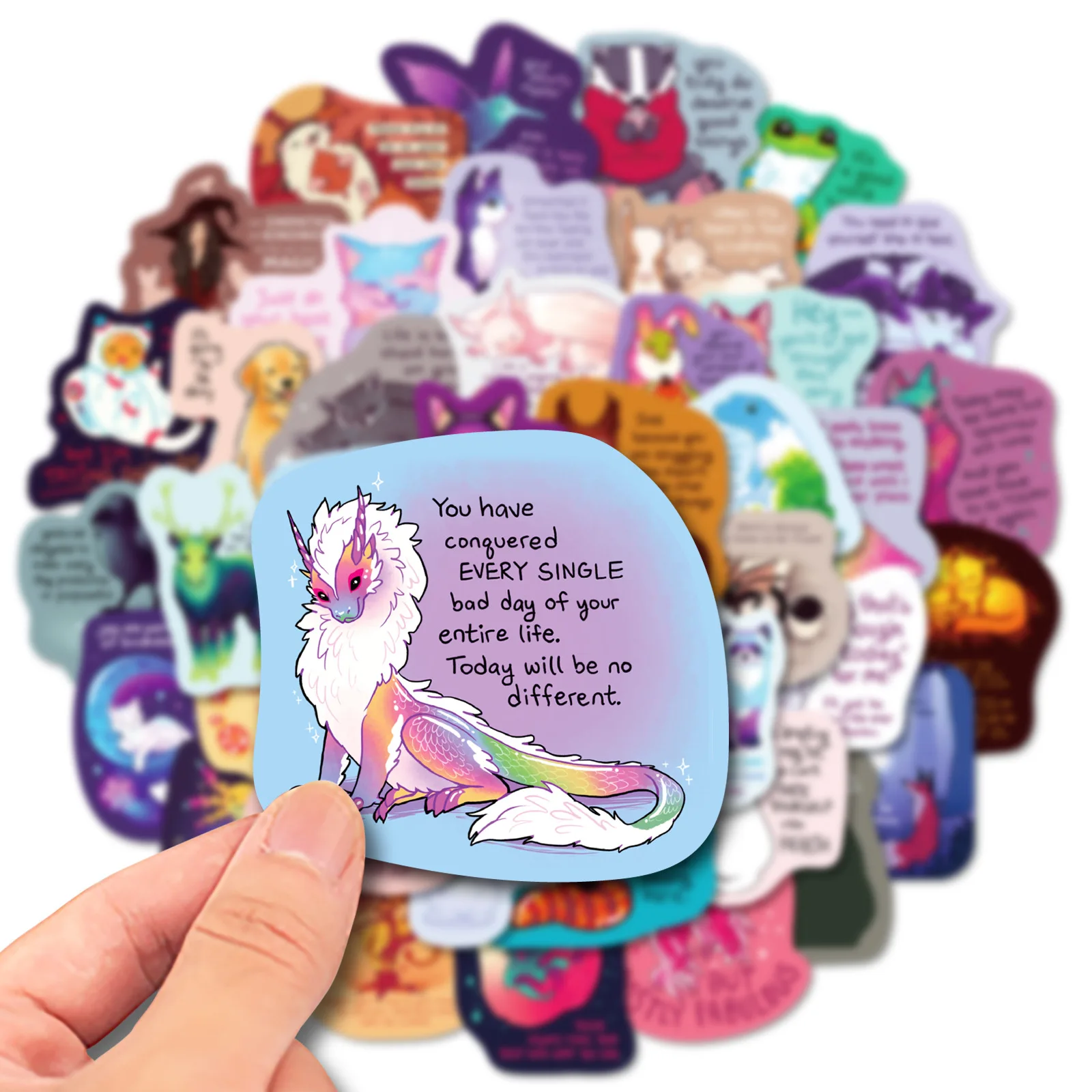 50pcs Motivational Stickers, Teenagers Inspirational Stickers, Healing Texter Decals for Kettles Laptop Diary Scrapbook