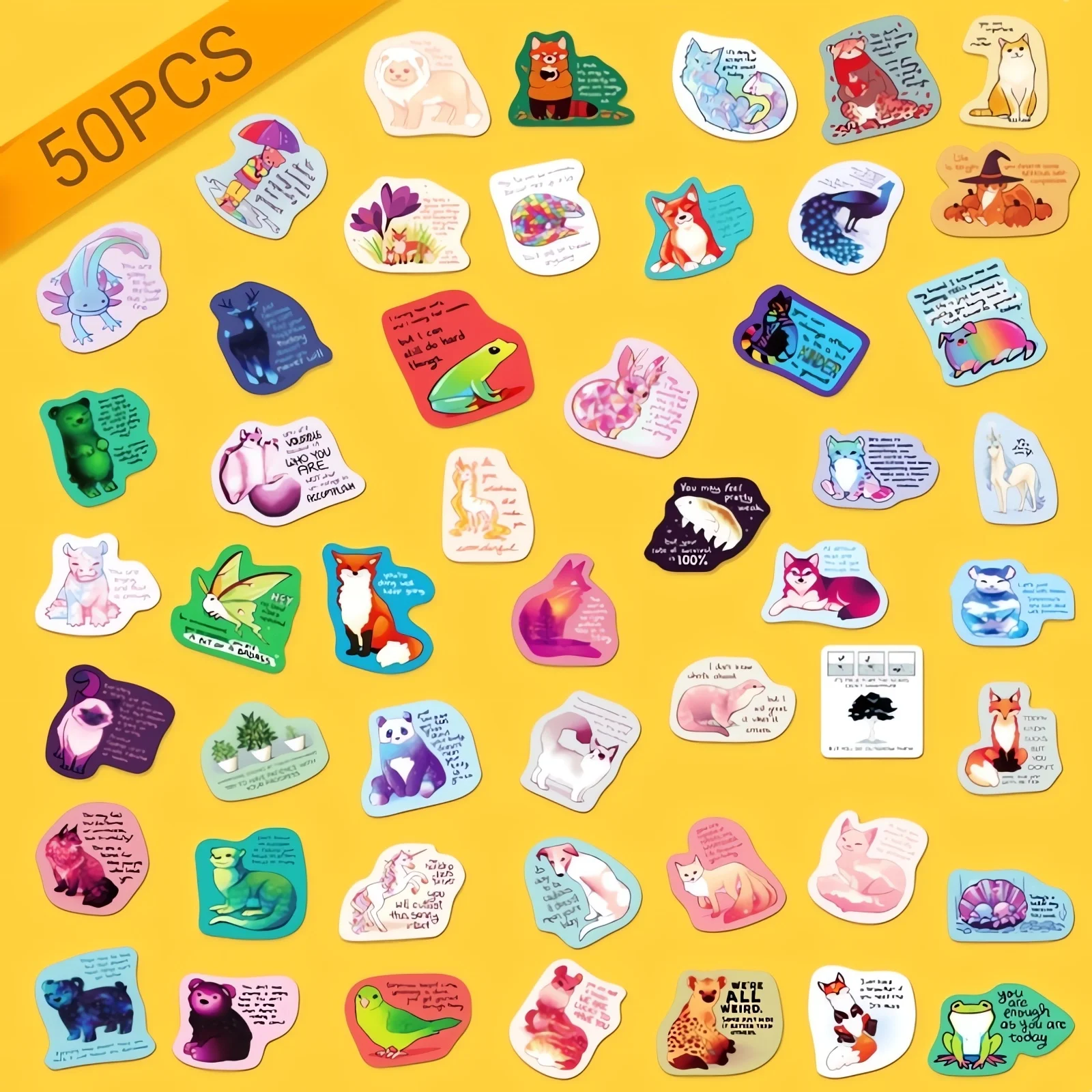 50pcs Motivational Stickers, Teenagers Inspirational Stickers, Healing Texter Decals for Kettles Laptop Diary Scrapbook