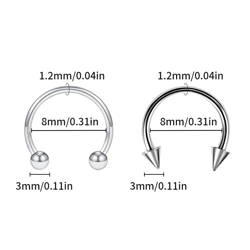 30PCS/Lot Surgical Steel Nose Rings Hoop Nostril Nariz Piercing Septum Ring Horseshoe Fake Tragus Earring Body Jewelry Gift