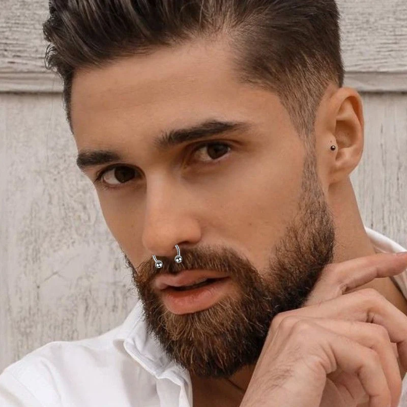 30PCS/Lot Surgical Steel Nose Rings Hoop Nostril Nariz Piercing Septum Ring Horseshoe Fake Tragus Earring Body Jewelry Gift
