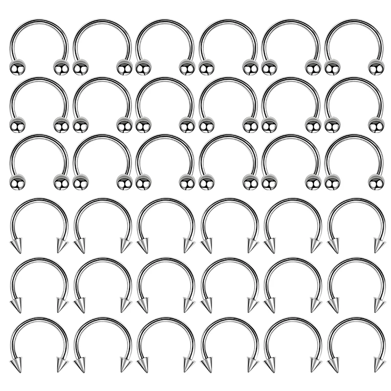 30PCS/Lot Surgical Steel Nose Rings Hoop Nostril Nariz Piercing Septum Ring Horseshoe Fake Tragus Earring Body Jewelry Gift
