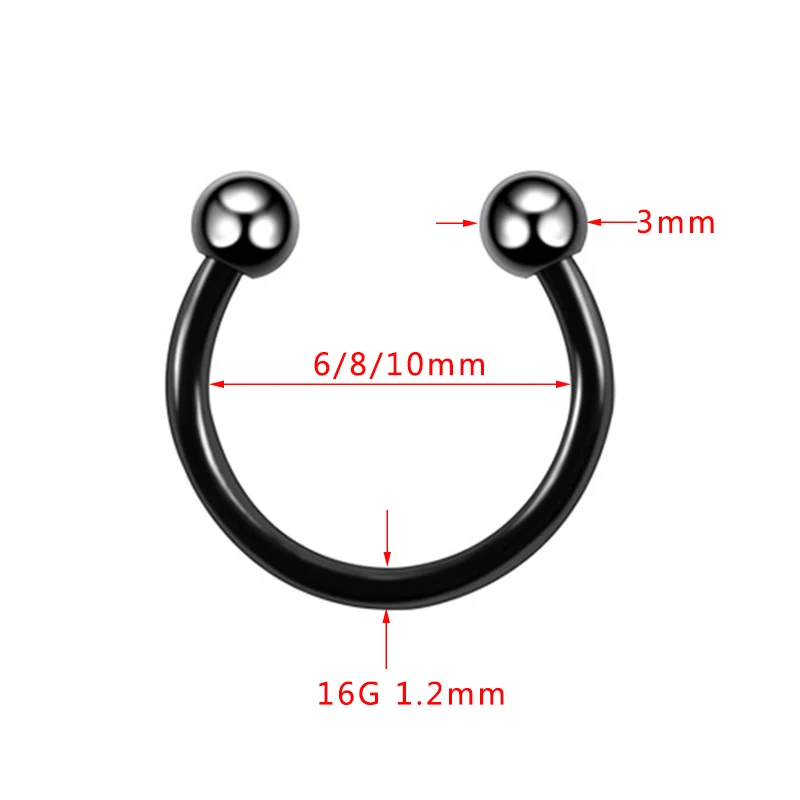 30PCS/Lot Surgical Steel Nose Rings Hoop Nostril Nariz Piercing Septum Ring Horseshoe Fake Tragus Earring Body Jewelry Gift