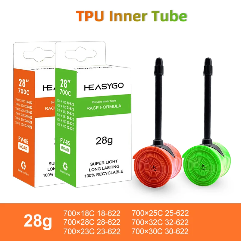 Ultralight Bike Inner Tube 700C 18 23 25 28 Road Bicycle TPU Tire 65mm Length French Valve Super Light Tube