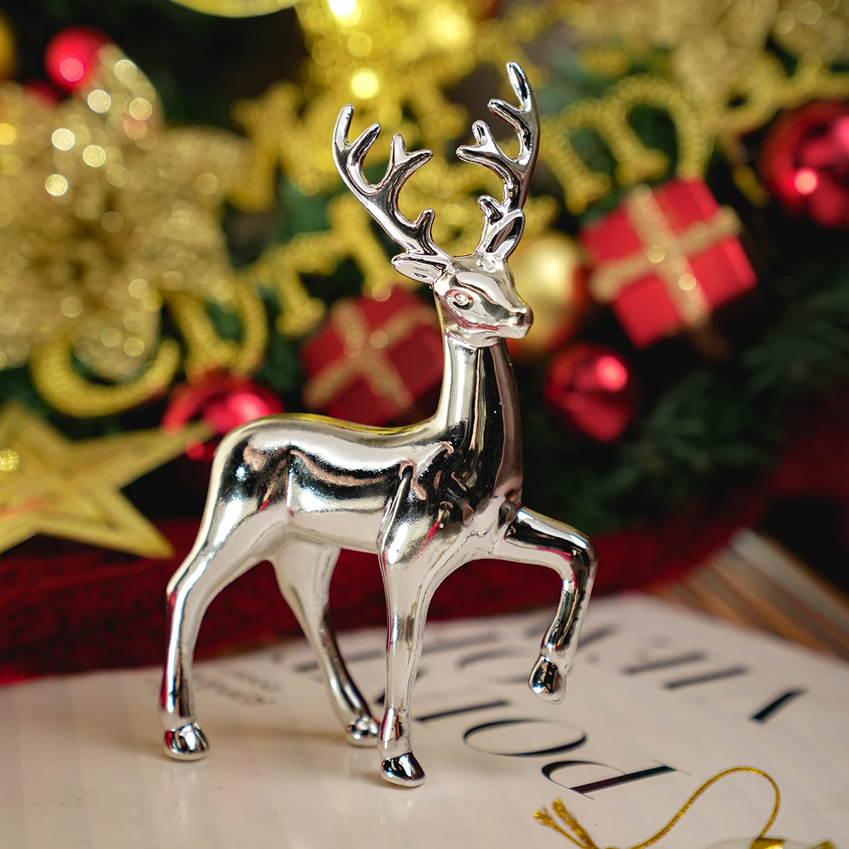 Gold Deer Statue Reindeer Figurines Resin Elk Sculpture Living Room Luxury Home Decor Christmas Decoration Tabletop Ornaments