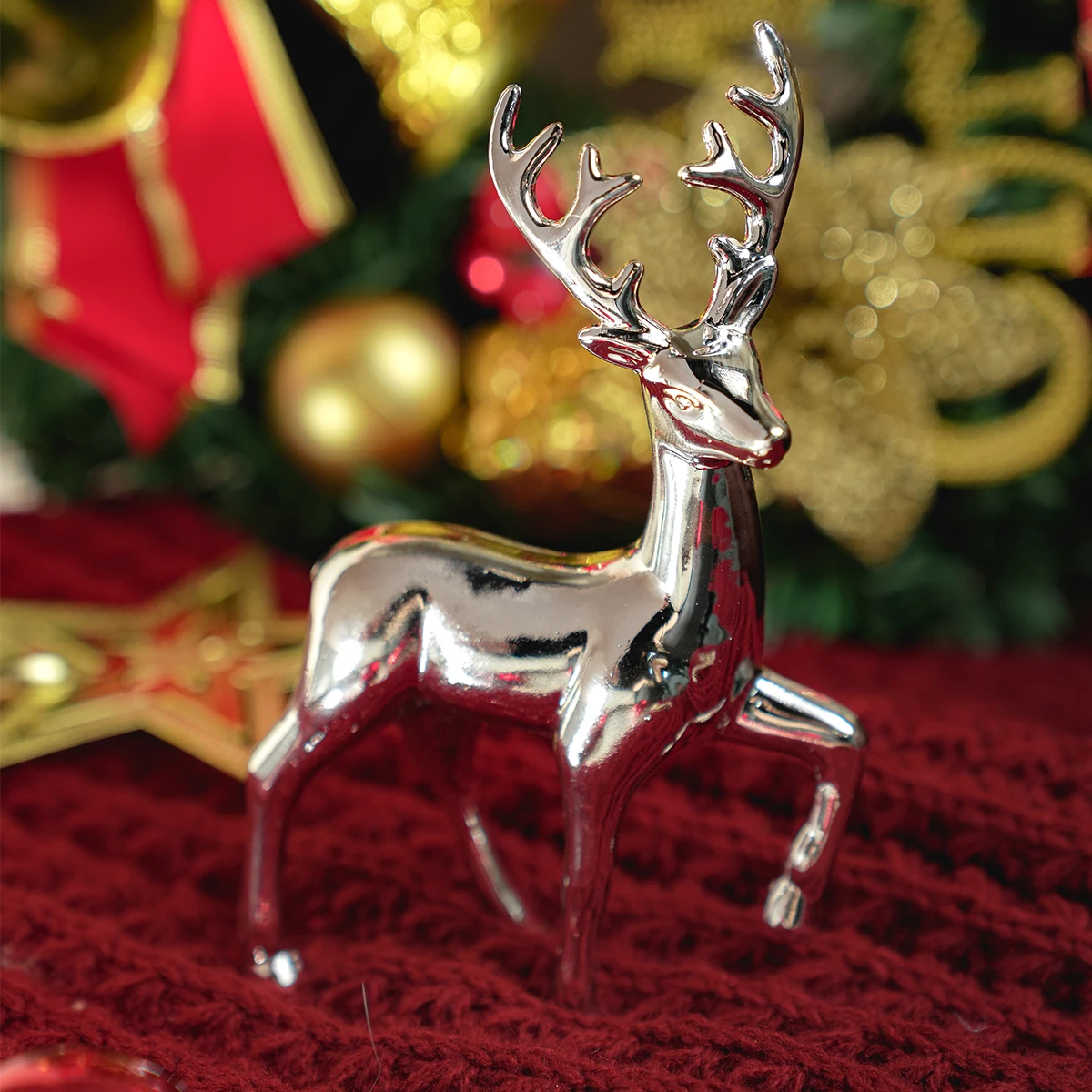 Gold Deer Statue Reindeer Figurines Resin Elk Sculpture Living Room Luxury Home Decor Christmas Decoration Tabletop Ornaments