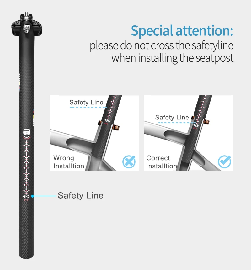 Carbon Bicycle Seatpost 27.2/30.8/31.6mm Matte Black MTB/Road Bike Seat Post Length 280mm Seat Tube Bicycle Parts