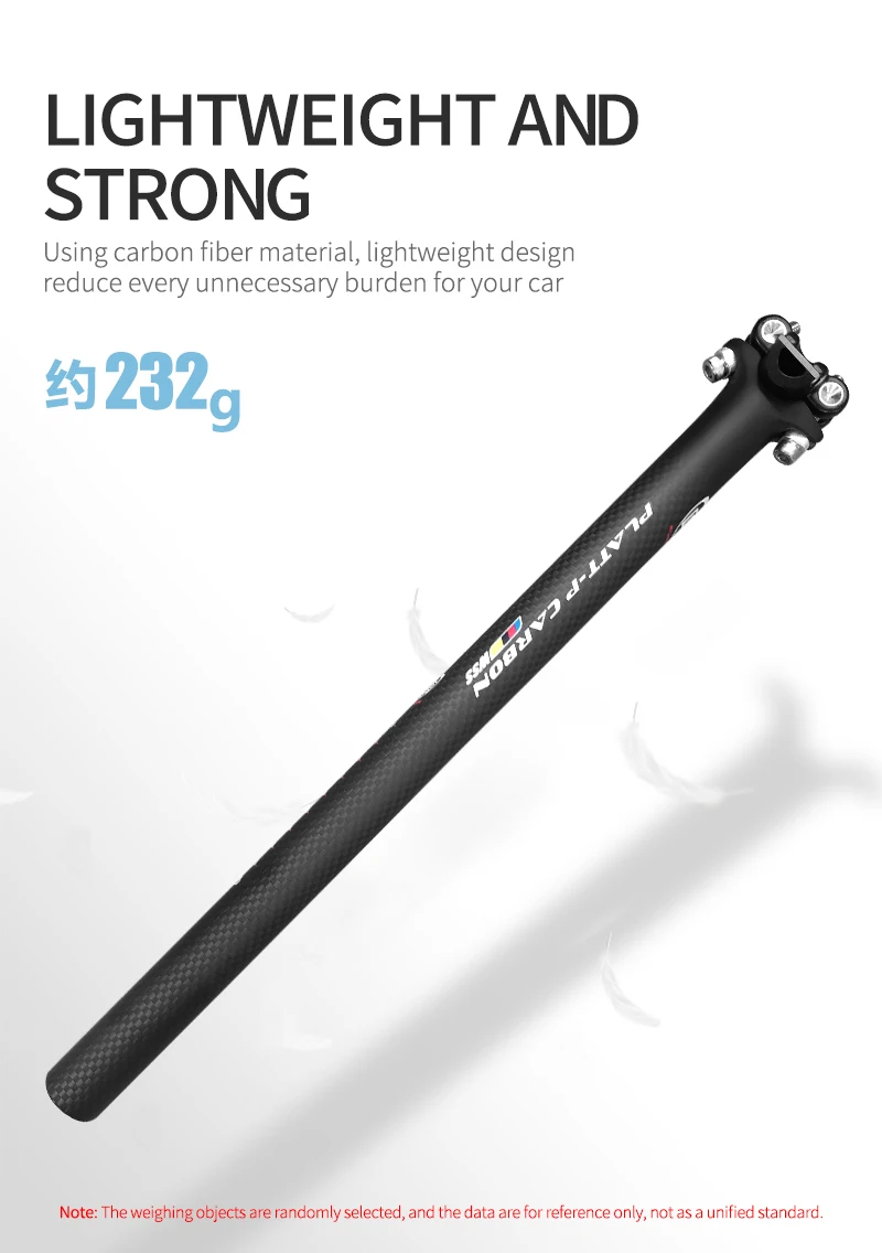 Carbon Bicycle Seatpost 27.2/30.8/31.6mm Matte Black MTB/Road Bike Seat Post Length 280mm Seat Tube Bicycle Parts