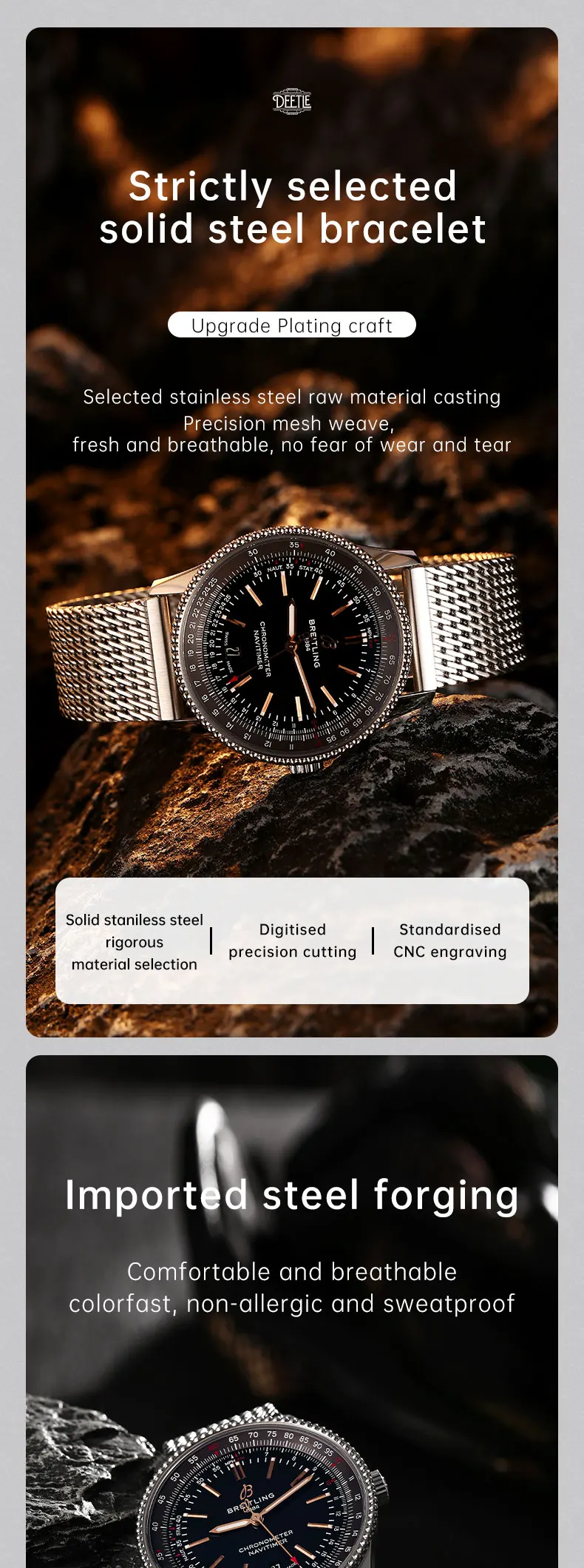 MAIKES Luxury 316L Stainless Steel Watch Strap For Rolex Omega IWC Breitling Watchbands 20mm 21mm 22mm Milanese Woven Watch Band