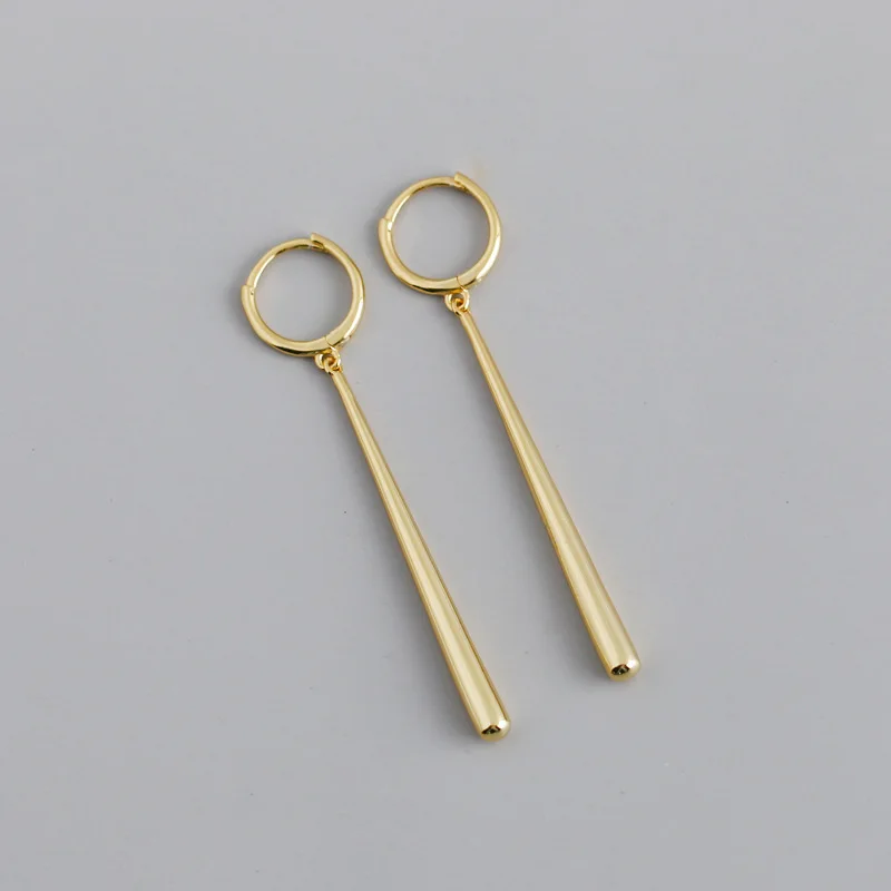 ANENJERY Silver Color Long Strip Hoop Earrings for Women French Gold Silver Waterdrop Earrings Jewelry 2022 New