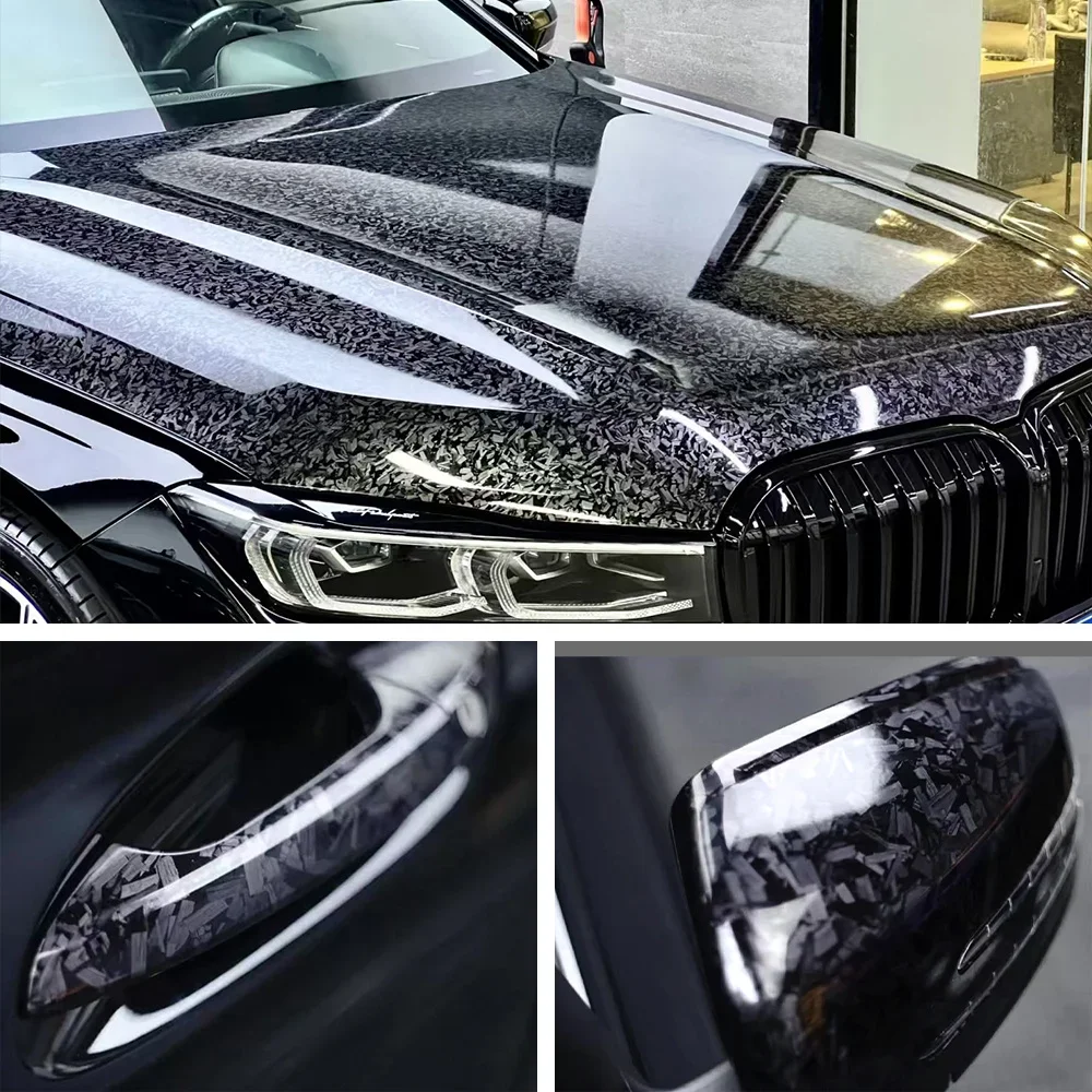 Glossy Black Forged Carbon Fiber Vinyl Car Wrap Ghost Camo Self Adhesive DIY Styling Interior Stickers For Motorcycle Wrapping