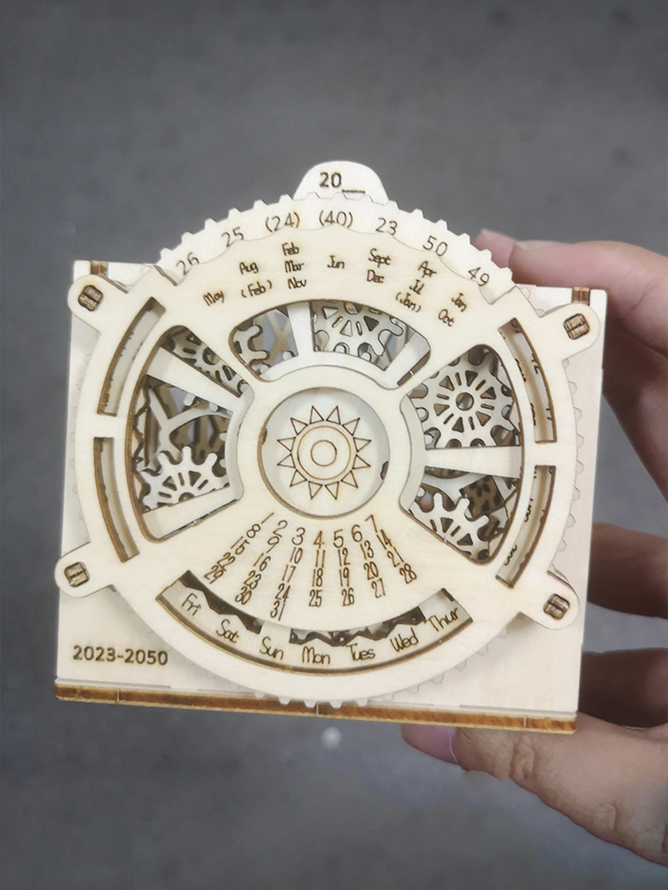 3D Wooden Puzzles Perpetual Calendar Pen Holder Mechanical Propelled Construction Model Kits For Teens and Adults,Age14+