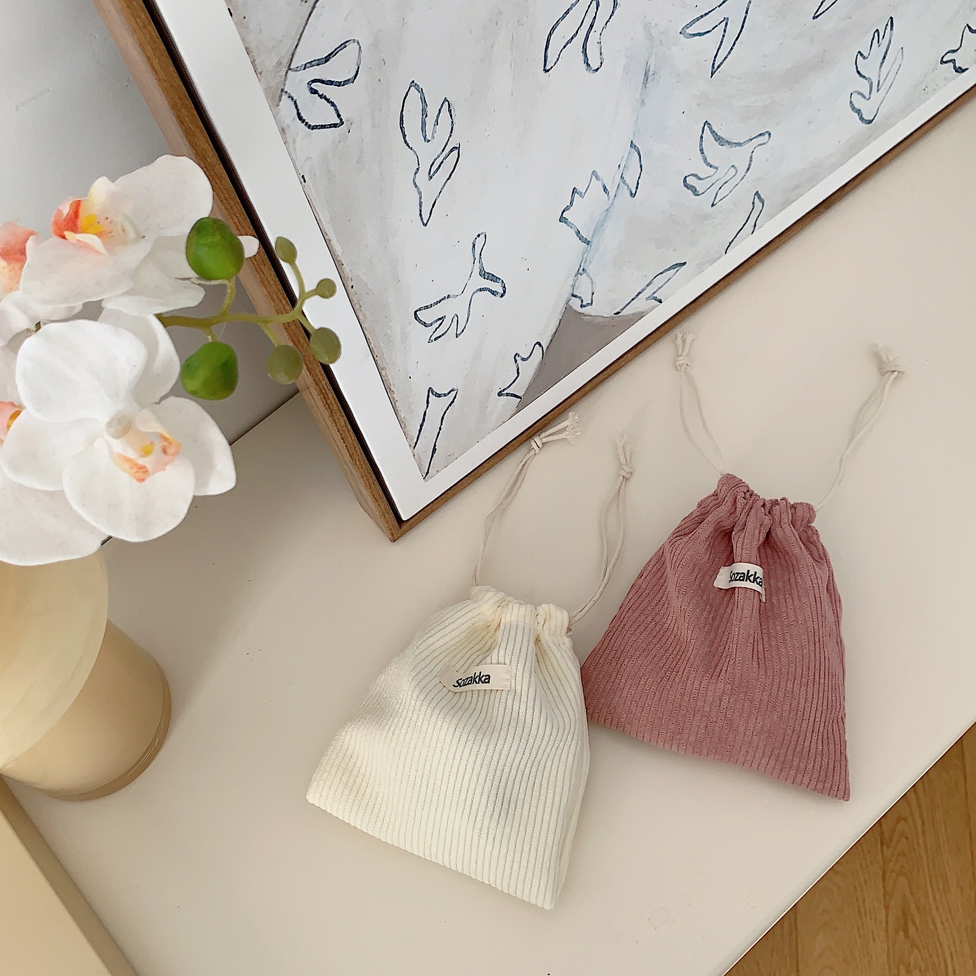 Corduroy Cosmetic Lipstick Storage Drawstring Bags High Quality Christmas Gift Package Small Pouch Candy Organizer Pouch
