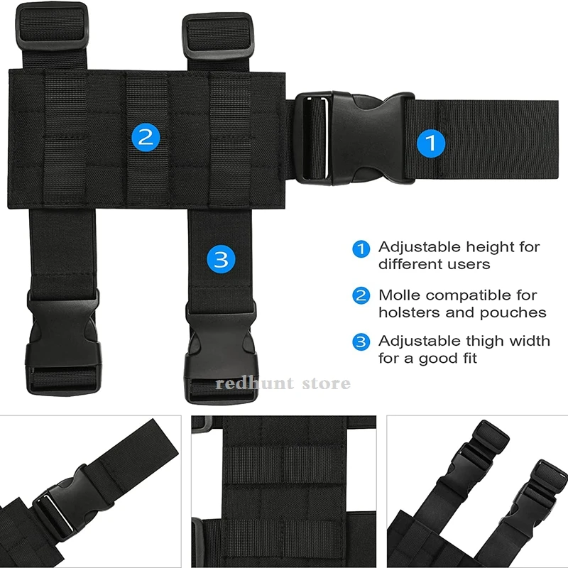 Universal Drop Leg Holster Thigh Platform Tactical MOLLE Gun Holster for Hunting Paintball Panel with Adjustable Molle Straps