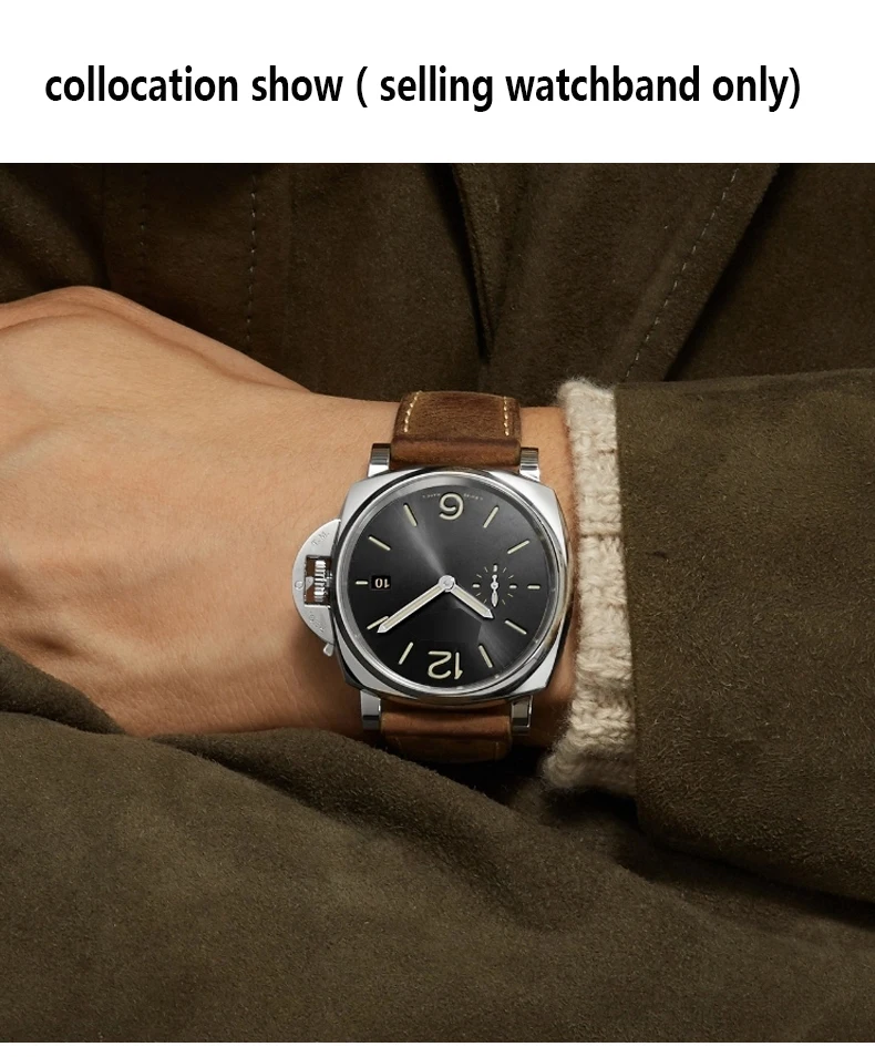 For Panerai genuine Cowhide Frosted leather watchband 22 24mm 26mm strap black khaki Dark brown PAM111 441 Wrist strap Bracelet